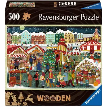 Puzzle Ravensburger Wooden Puzzle Christmas Market — 500 Teile, Holzpuzzle