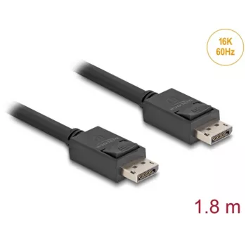 Delock - DisplayPort-Kabel - DisplayPort (M) verriegelt auf DisplayPort (M) verriegelt - DisplayPort 2.1 - 1,8 m - Unterstützt 16K 60 Hz (15.360 x 8640), bis zu 80 Gbps Datenübertragung