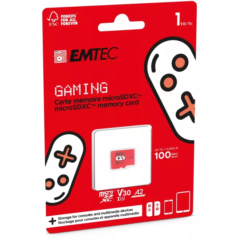 Flash-Speicher Emtec 1TB UHS-I U3 V30 A2 Gaming Rouge ECMSDM1TXCU3G