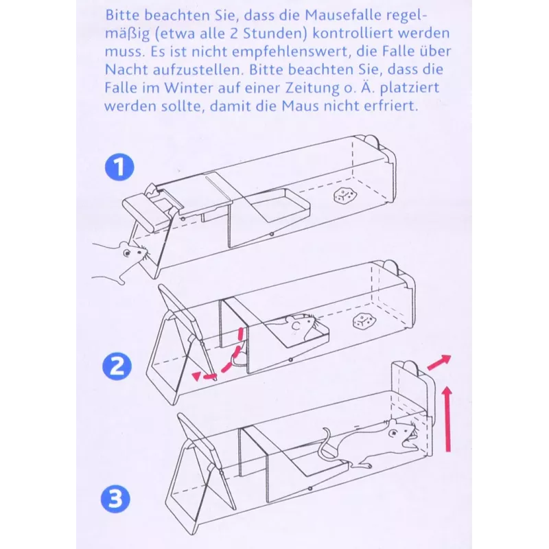 Humane Lebendfalle für Mäuse Trixie TX-4192, Technopolymer-Gehäuse, 60 × 45 × 170 mm, wiederverwendbar
