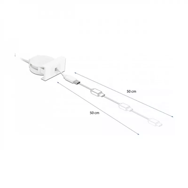 Aufrollbares Kabel DeLOCK Easy 45 USB 2.0 Typ-A auf Typ-C 0,62 m