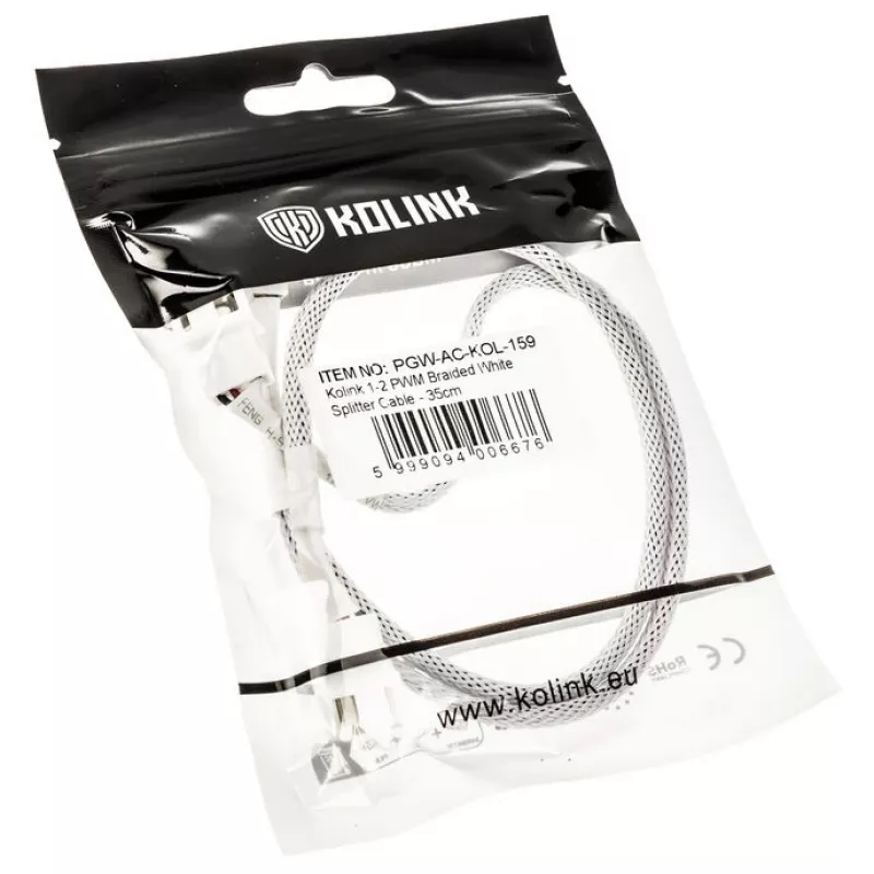PWM-Lüfter-Y-Kabel Kolink PGW-AC-KOL-159 35cm gesleevt weiß, 1-auf-2-PWM-Anschluss
