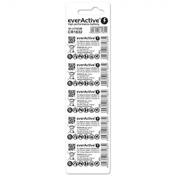 Batterie everActive CR1632 Lithium-Einweg-Knopfzelle 3 V — 5 Stück, 16 mm × 3,2 mm