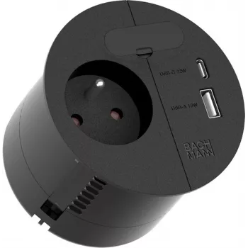 Steckdosenleiste Bachmann 938.202 — 1x UTE, 1x USB A/C 22W, 1x KBD, 2,0 m Kabel, CEE7/7-Stecker