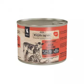 WIEJSKA ZAGRODA Kaninchen mit Kalb für Kätzchen - Nassfutter für Katzen - 200g