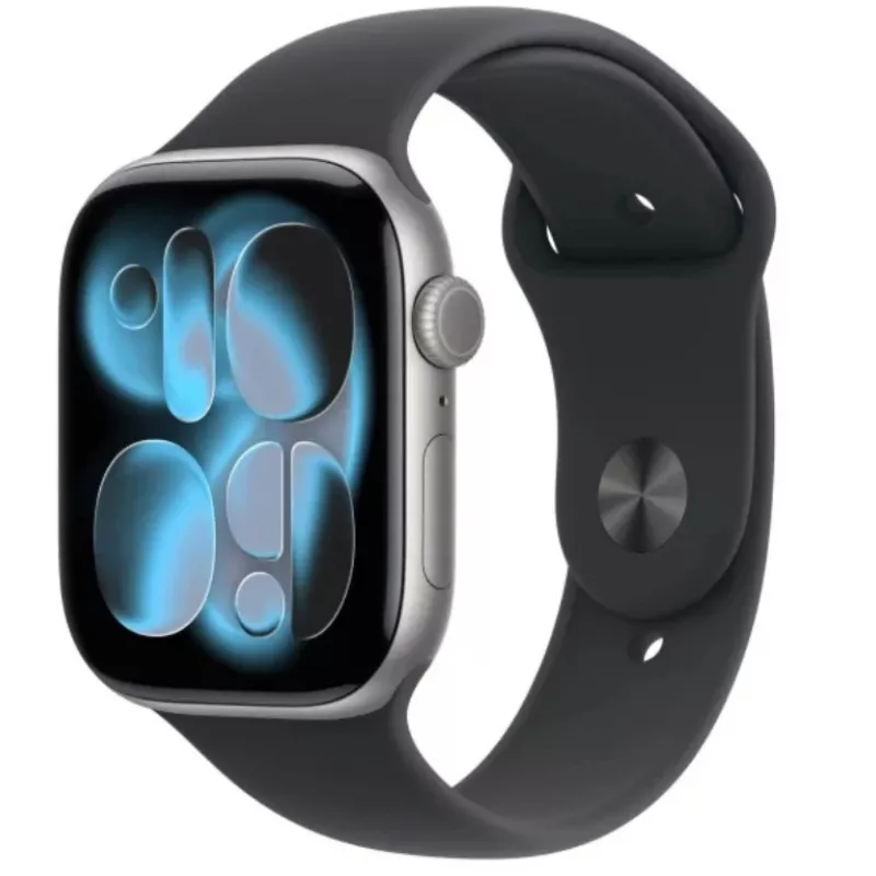 Apple Watch Series 11 GPS + Cellular 42mm Space Grey Aluminium Gehäuse mit schwarzem Sportarmband - M/L