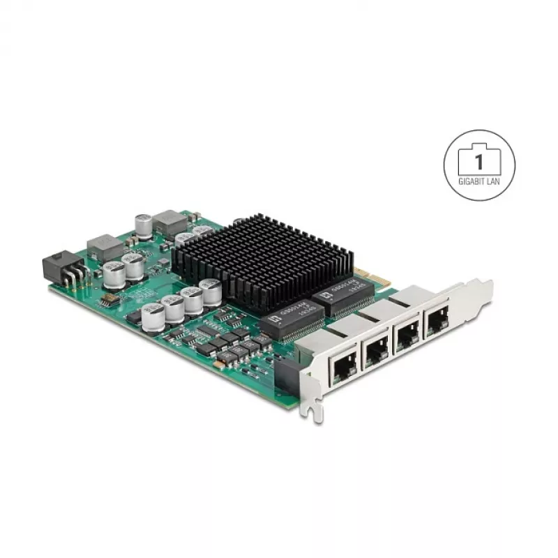 Netzwerkkarte DELOCK PCI Express x4 Gigabit LAN 4xRJ45 PoE+