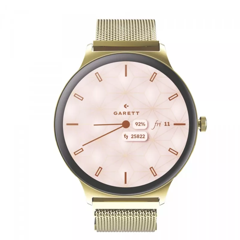 Smartwatch Garett Verona 2 Gold Mesh mit Bluetooth und Herzfrequenzmesser