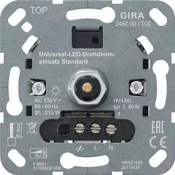 gira S3000 UniLED Drehdimmer standard 245000 — rotary LED dimmer, Modell 245000