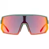 Multisportbrille UVEX sportstyle 235 — Unisex, halbrandlose Fassung, grün/rot