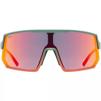 Multisportbrille UVEX sportstyle 235 — Unisex, halbrandlose Fassung, grün/rot
