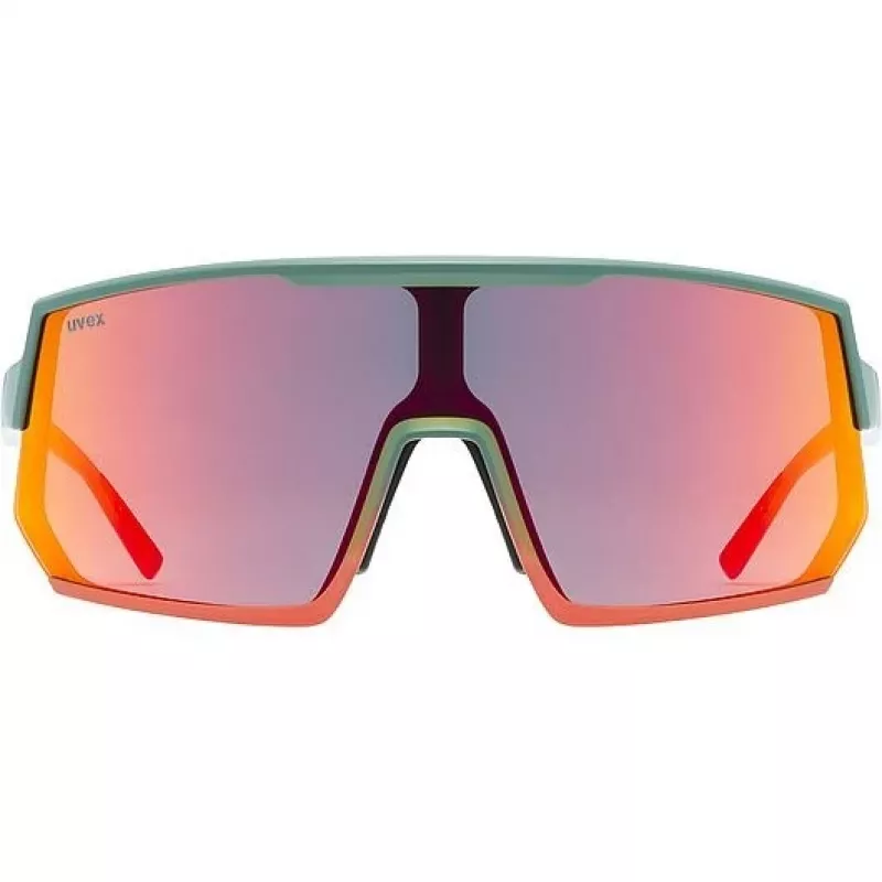 Multisportbrille UVEX sportstyle 235 — Unisex, halbrandlose Fassung, grün/rot