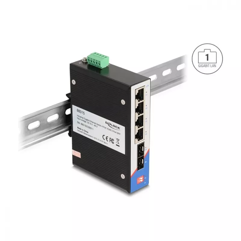 Unmanaged Switch DeLOCK 88015 Gigabit Ethernet 4 Ports Schwarz