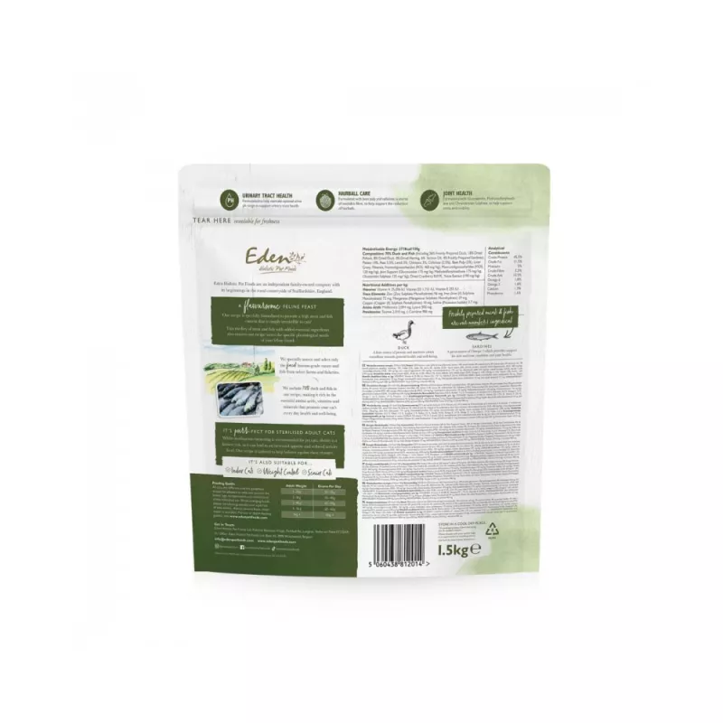EDEN Ente & Sardine - Trockenfutter für Katzen - 1,5 kg