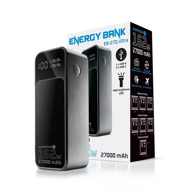 Powerbank everActive EB-27Q 27.000 mAh, 2× USB-C, Quick Charge 4+