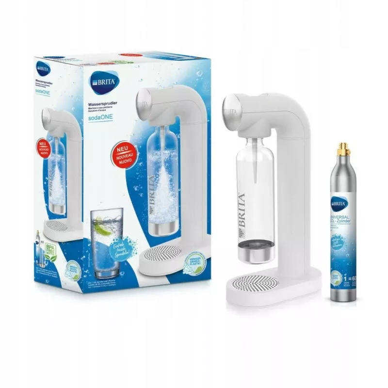 Saturatorflasche BRITA SodaONE Weiß — Flasche, 60 L Leistung, BPA-frei, 450×129×240 mm