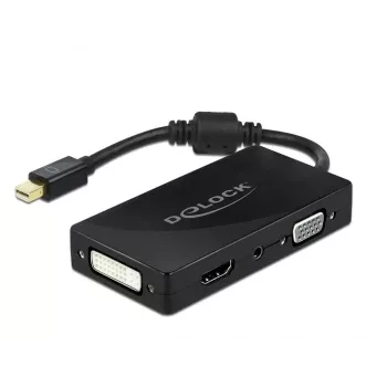 DeLOCK Mini DisplayPort 1.2 auf VGA HDMI DVI Audio 4K passiv schwarz