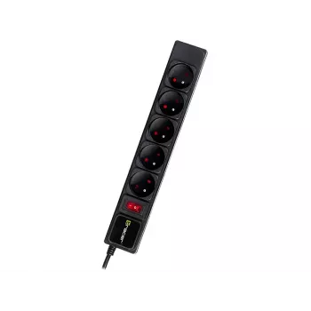 Tracer PowerGear Schwarz 5 AC-Steckdosen 1,5 m 2300 W