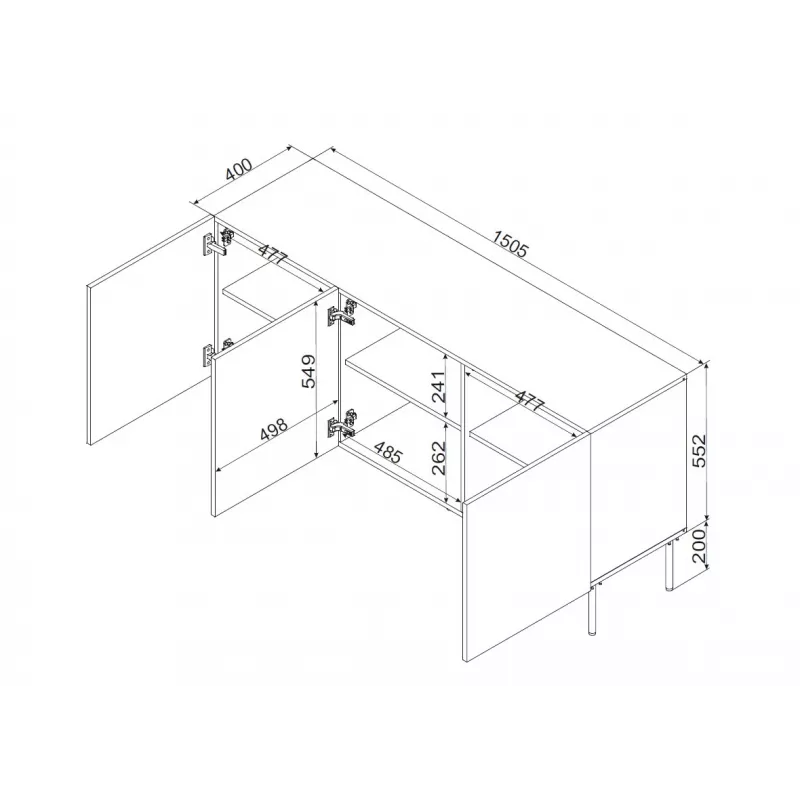 3D Kommode PALAZZO BIS 151x40x75 weiß matt