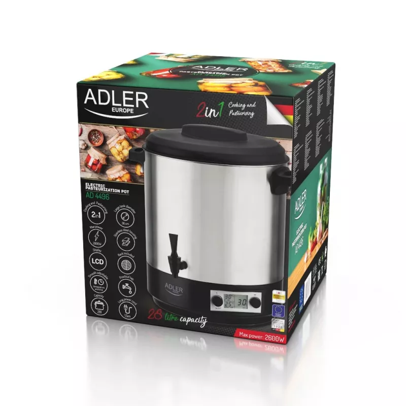 Einkochautomat Adler AD 4496 28L 2600W Edelstahl Schwarz