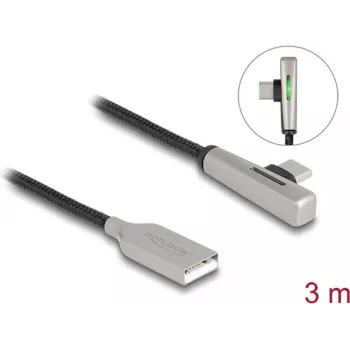 DeLOCK USB 2.0 Kabel Typ-A Stecker auf Typ-C Stecker abgewinkelt 3m 60W