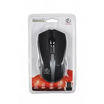 Rebeltec Wireless optische Maus, GALAXY schwarz/silber, Gummioberfläche