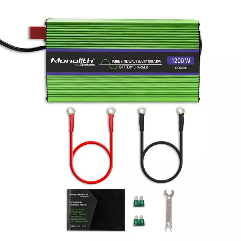 Auto-Wechselrichter Qoltec Monolith 1200 W Grün 12 V