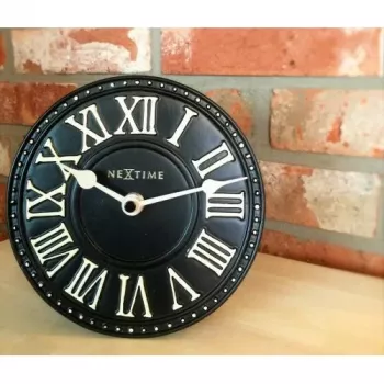 NeXtime klok 5187zw London Table, Ø16 cm, Wand, Schwarz/Weiß