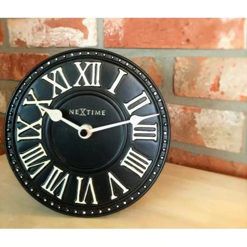NeXtime klok 5187zw London Table, Ø16 cm, Wand, Schwarz/Weiß