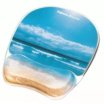 Fellowes Mauspad Handgelenkauflage - Foto-Gel-Mauspad mit rutschfester Gummibasis und antibakteriellem Schutz - Ergonomisches Mauspad für Computer, Laptop, Home-Office - Sandbeige