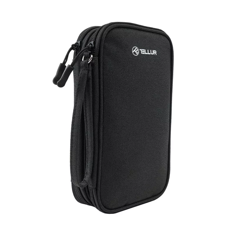 Kabel-Organizer-Tasche Tellur TLL193011 — kompakte Reisetasche für Ladegeräte, Kabel, Adapter, schwarz