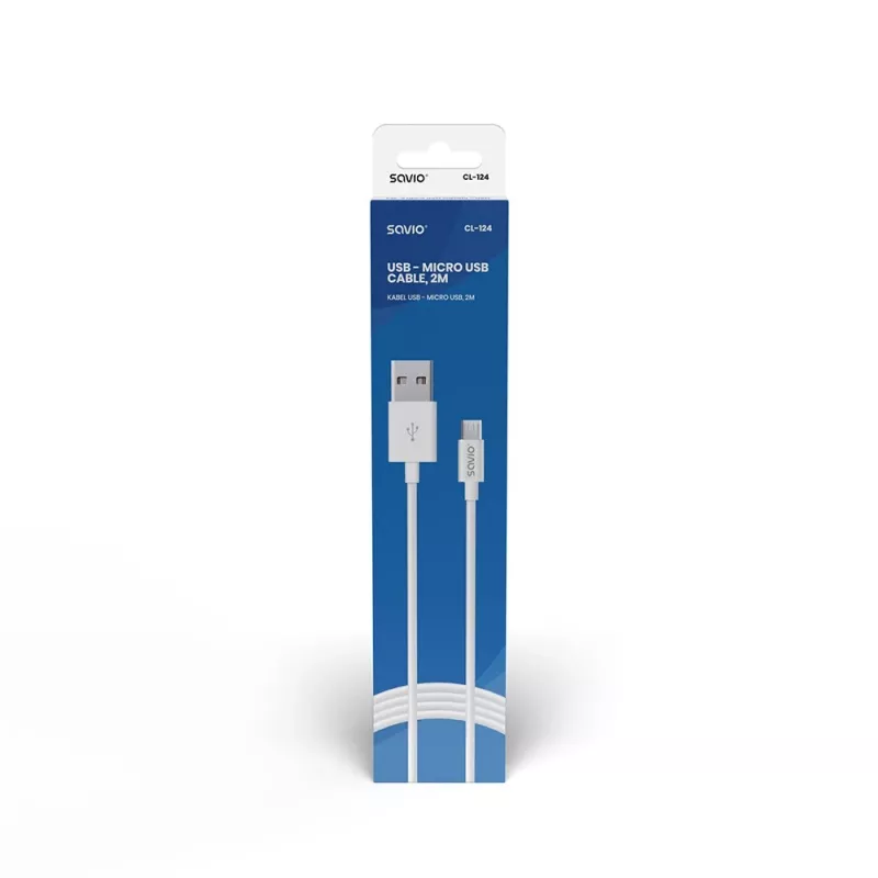 USB-Kabel SAVIO CL-124 USB 2.0, USB A auf Micro-USB B, 2 m, weiß