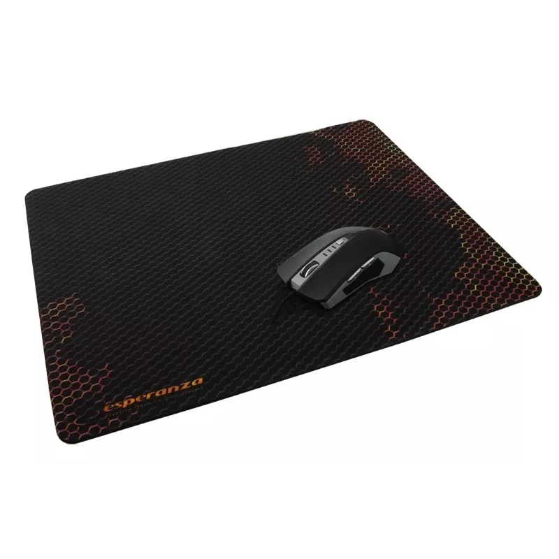 Mauspad ESPERANZA EA146R — Gummi-Gaming-Pad 440 × 354 × 4 mm, rutschfeste Basis, schwarz/rot