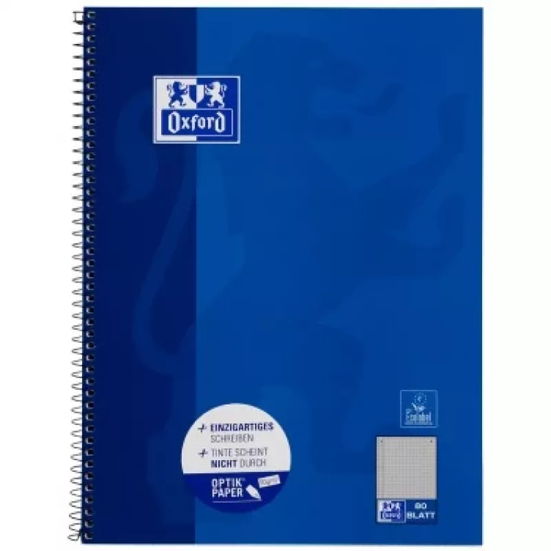 Oxford College Notebook A4+ 220 x 295 mm 80 Bl. kariert mit Rand L