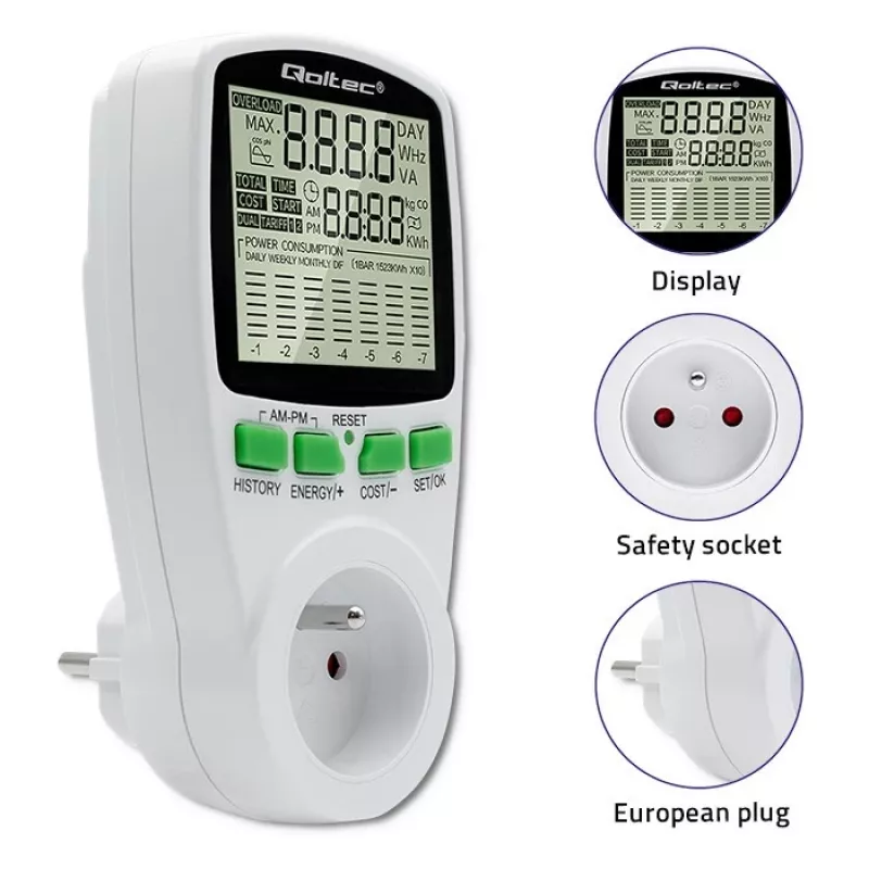 Leistungsmesser QOLTEC PM0627 3680W mit Historie — QOLTEC PM0627 3680W