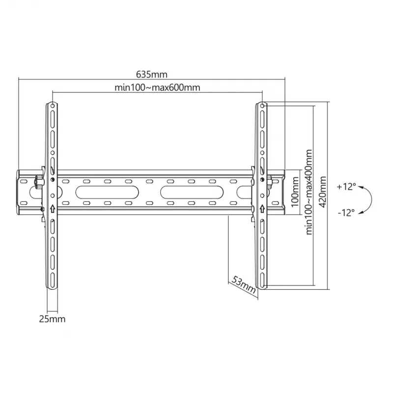 Halterung SBOX PLB-2546T-2 für 37–80 Zoll Displays, 45 kg Kapazität, 600×400 mm VESA