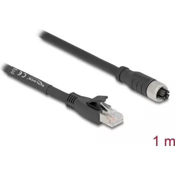 Netzwerkkabel DeLOCK 80589 M12 auf RJ-45 Cat5e 1m Schwarz