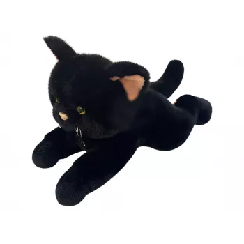 Plüschkatze Madej 55 cm – liegende Pose, schwarz