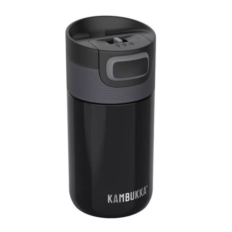 Thermobecher Kambukka Etna 300 ml Pitch Schwarz — isolierter Reisebecher, Edelstahl, auslaufsicher, 300 ml