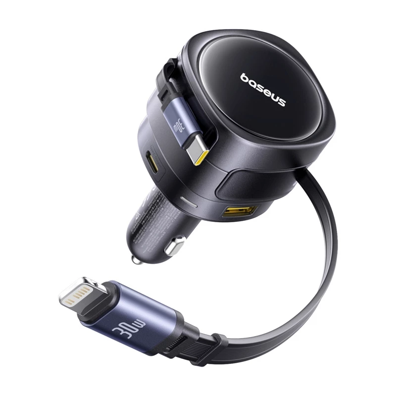 Auto-Ladegerät Baseus Enjoyment Max 90W mit USB-C-, Lightning- und USB-A-Anschlüssen