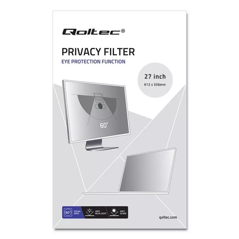 Qoltec Filtri Privacy SHOW 27 16:9 (23.54, 16:9), Displayschutzfolie für Monitor