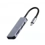 Laptop-Dock Gembird UHB-CM-CRU3P1U2P2-01 — USB 3.2 Gen 1 Typ-A, MicroSD/SD/SDHC/SDXC bis zu 128 GB, Silber