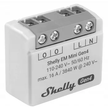 Smart-Relais Shelly Relay EM Mini Gen4 1-Kanal Wi‑Fi Matter Zigbee Bluetooth 8A, 110–240V, Energiezähler