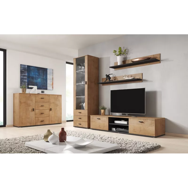 Cama living room sideboard UNI lefkas oak/Schwarz