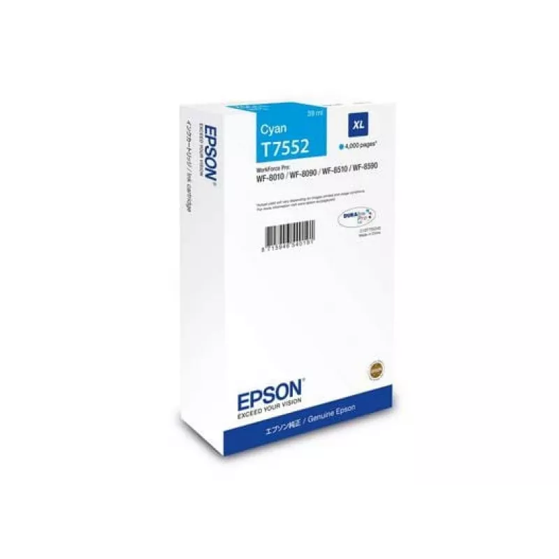 Tintenpatrone Epson C13T75524N (Original, XL hohe Reichweite) Cyan für WF-8XXX Serie