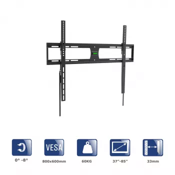 Akyga AK-MB-09 starre TV-Wandhalterung, 37-85 Zoll, 60 kg, VESA 800x600, schwarz