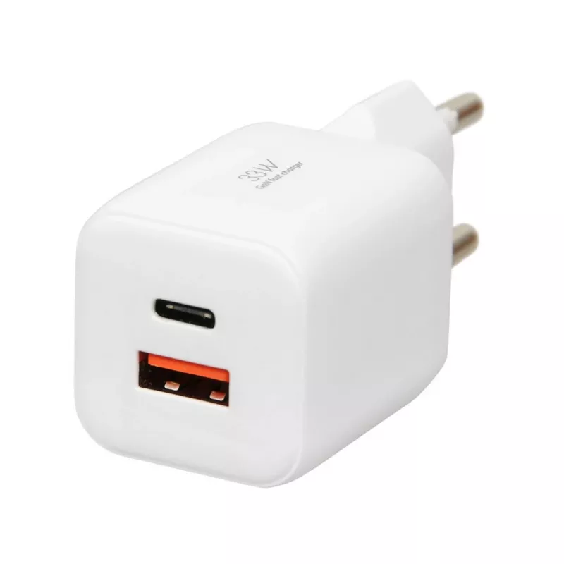 USB-Ladegerät IBOX ILUC42W 42W (max. 33W), 1×USB-C PD3.0, 1×USB-A QC3.0, 100–240V, weiß