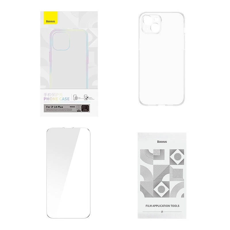 Baseus Crystal Series Magnetic Case für iPhone 14 Plus + gehärtetes Glas