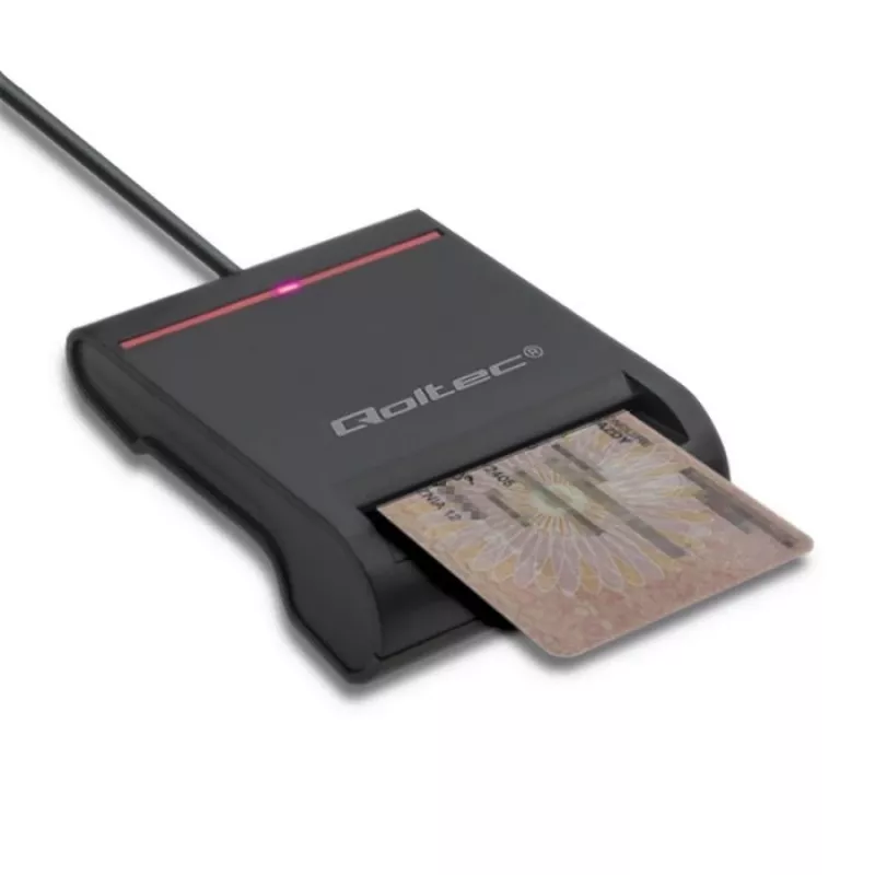 ID-Kartenleser QOLTEC Smart-Chip-ID-Kartenleser — USB, schwarz, 84,5×65×16 mm, 63 g