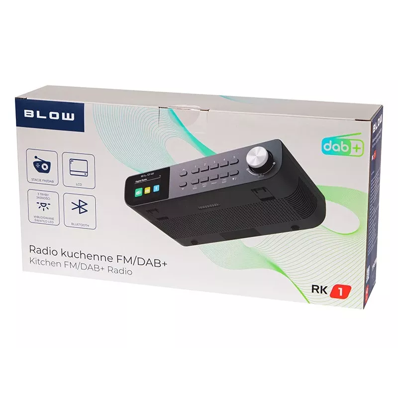 Tragbares Küchenradio FM/DAB+ BLOW RK1 — kompakt schwarz, batterie- oder netzbetrieben